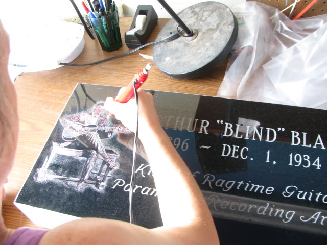 etching gravestone for
